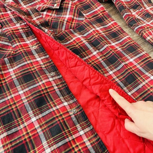 Vtg Stylewise Plaid Jacket Mens 15 1/2 Red Fleece Long Sleeve Lumberjack Outdoor - Picture 3 of 14